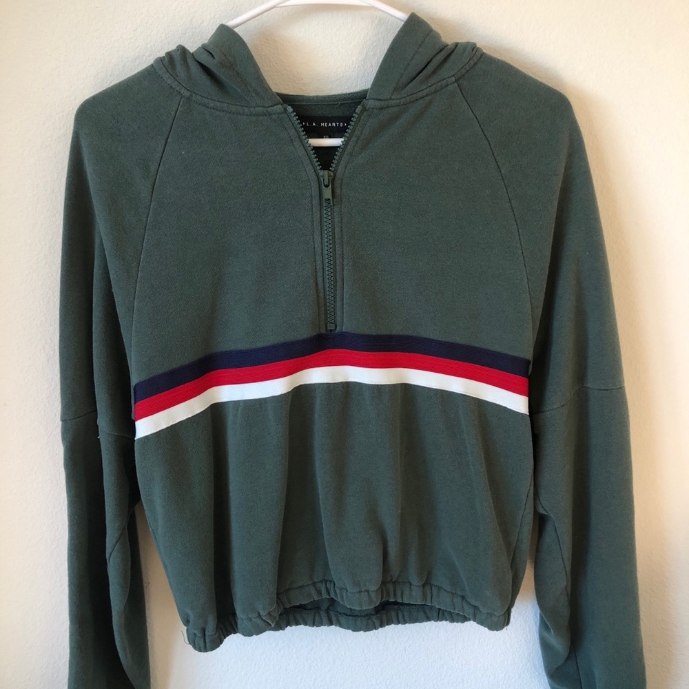 Pacsun LA hearts forest green quarter zip up